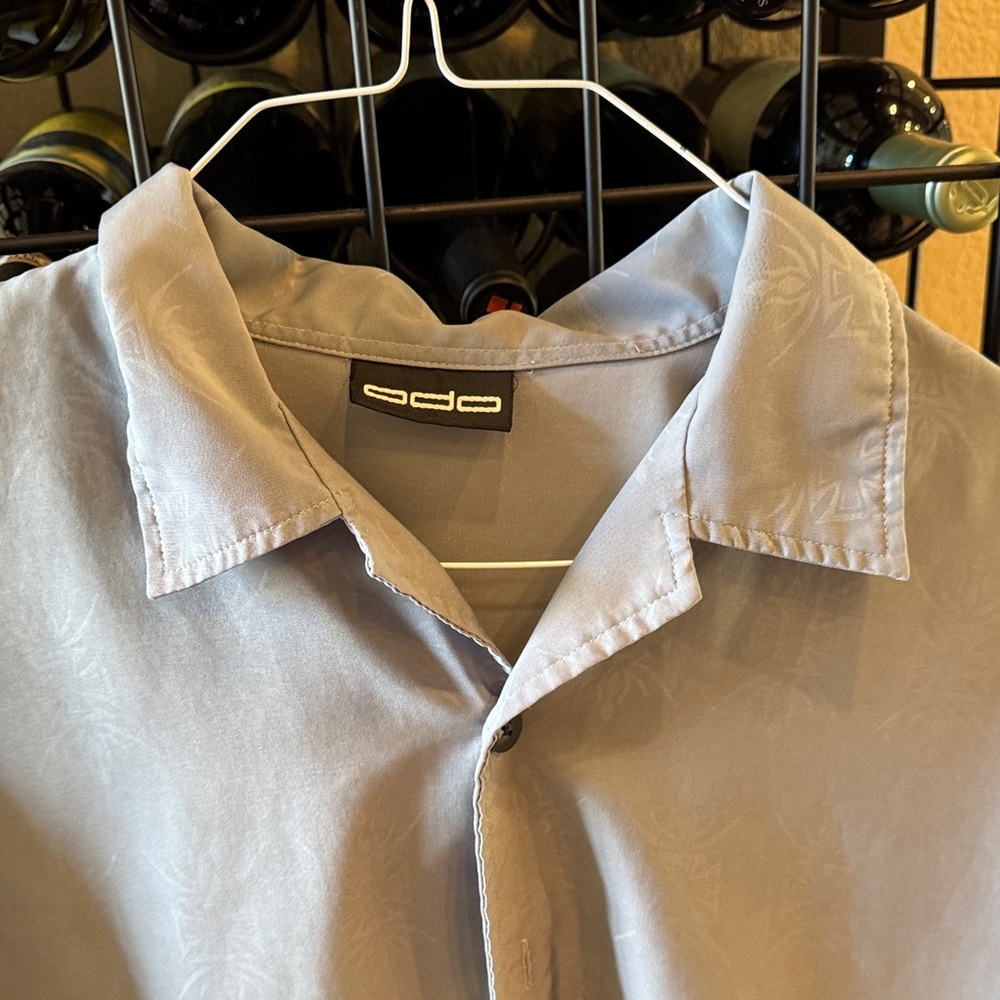 Stylish Men's Button Down Shirt - Gray and Blue - Picture 3 of 5